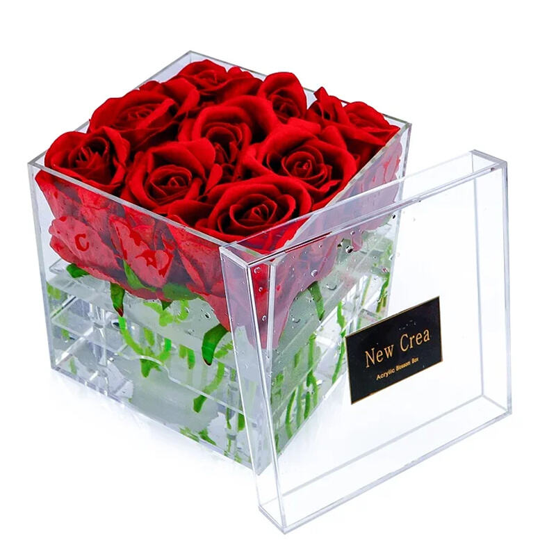 Custom Preserved Acrylic Flower Box for Gift Decoration with Lid