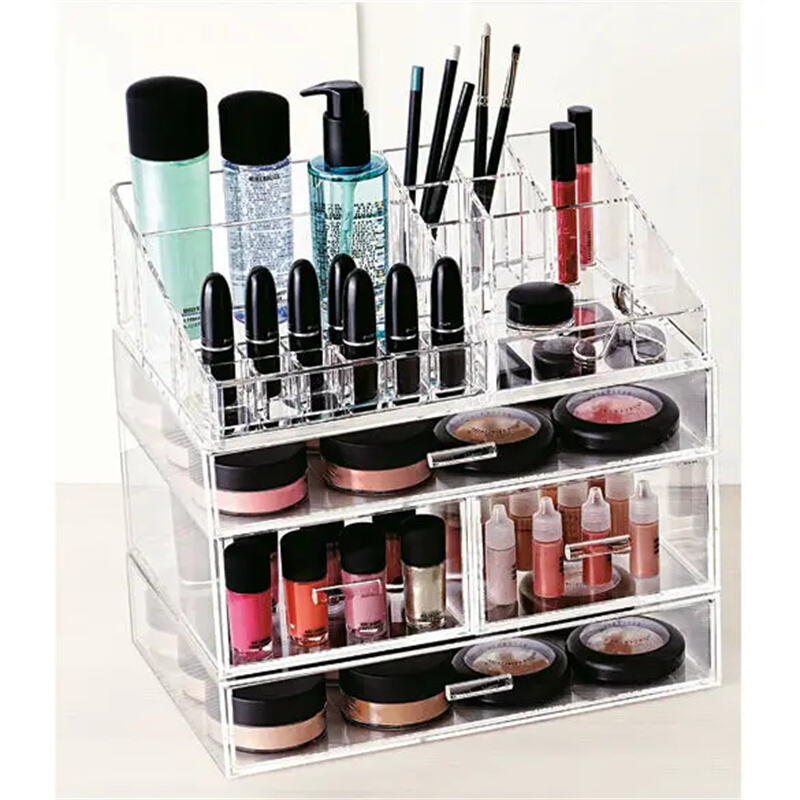 clear acrylic makeup organizer box/acrylic drawer storage organizer
