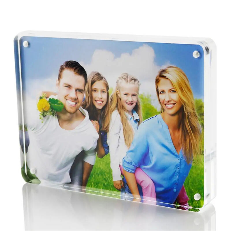 Transparent acrylic double sided photo / picture frames 5x7 glass picture frames with magnets