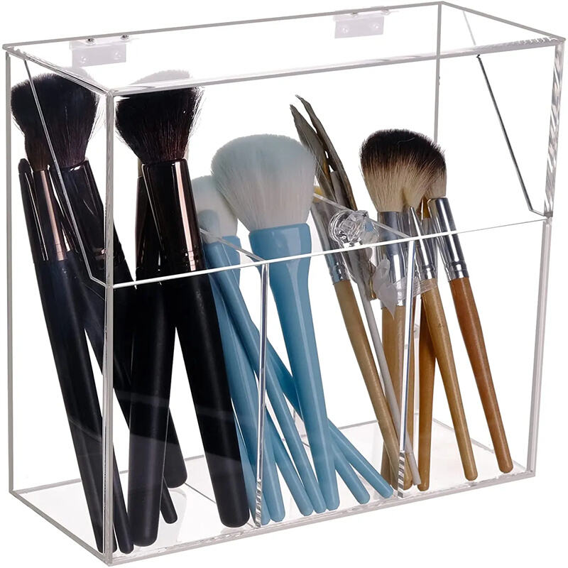 Customized  Acrylic Makeup box Acrylic Brush Holder with Lid