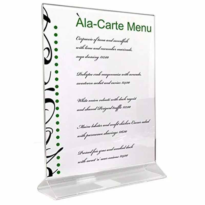 Acrylic Slanted Sign Holder Insert Table A4 A3 for Restaurant Custom
