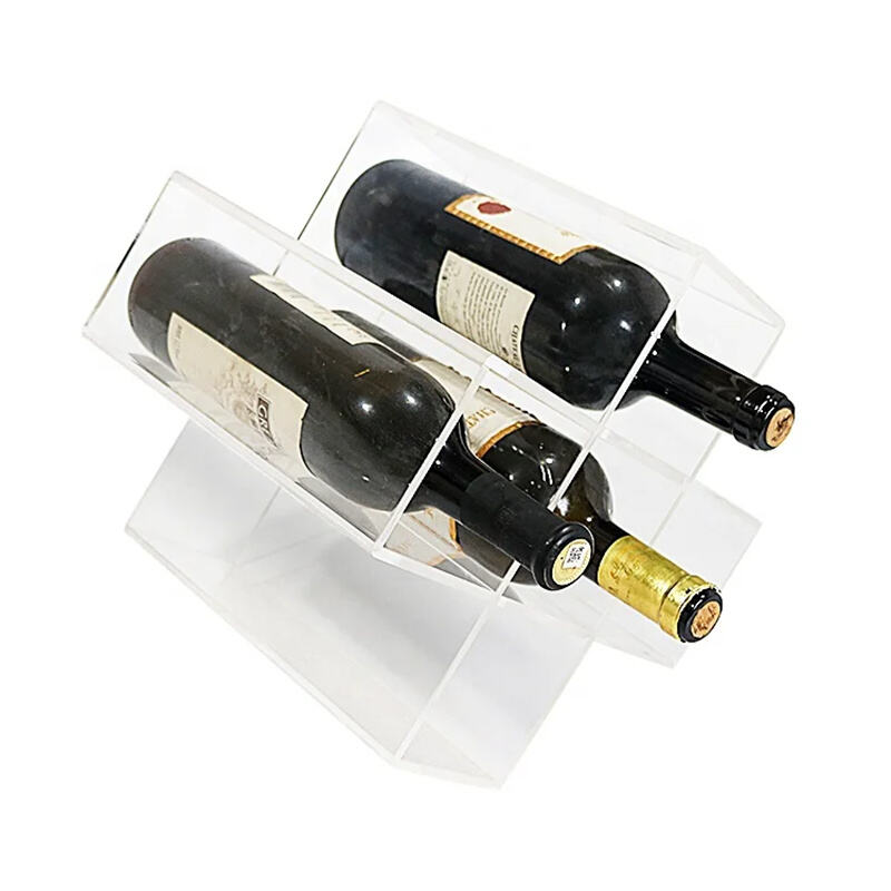 Acrylic Wine Bottles Display Acrylic Tabletop Cross 6 Bottle Wine Rack Stand