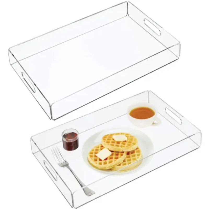 Clear Serving Tray-  Large Premium Acrylic Tray for Coffee Table, Breakfast, Tea, Food, Decorative Display