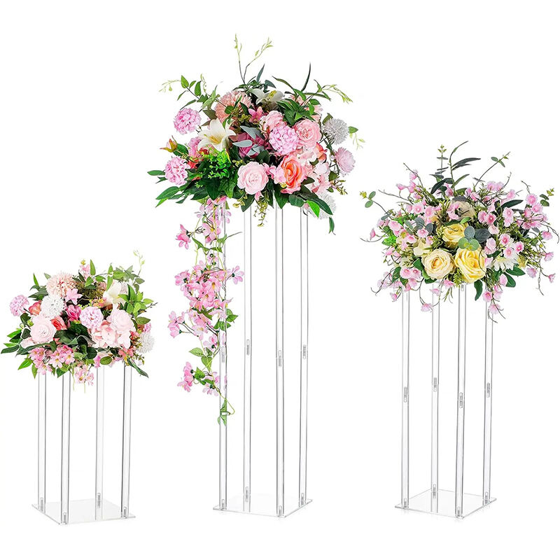 Acrylic Vases Wedding Centerpieces Tall Clear Column Flower Vases for Birthday Party