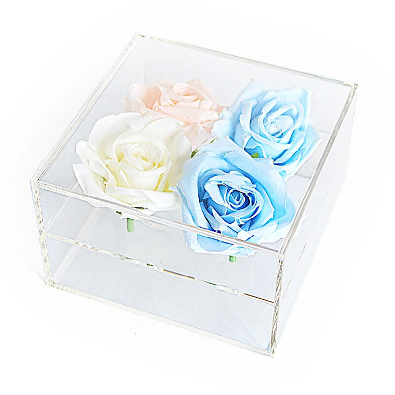 acrylic flower boxes without the drawer customized PMMA plastic 2_tier clear flower box