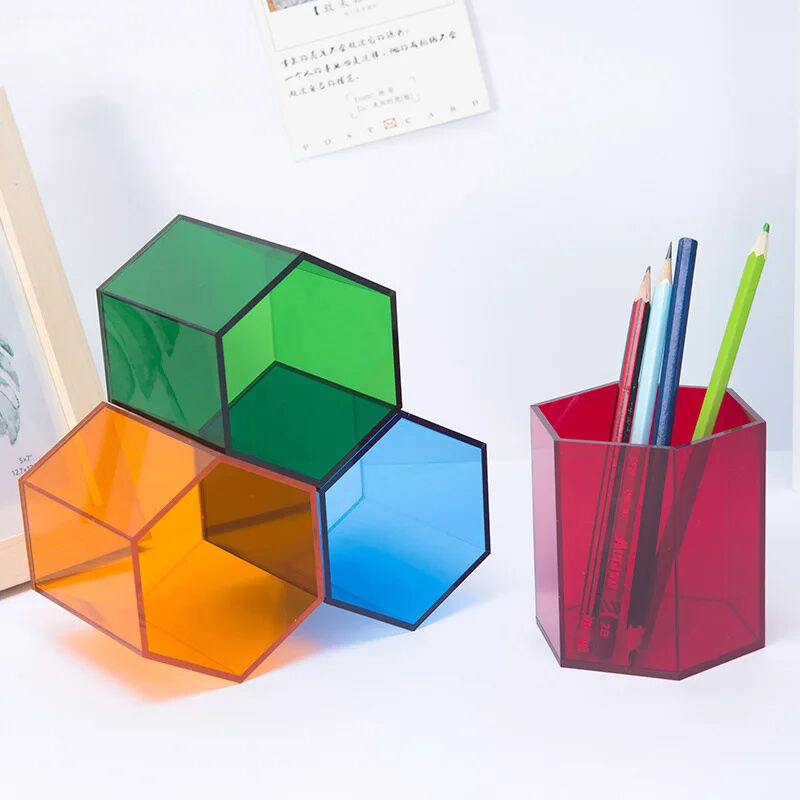 Customized colorful rhombus acrylic storage box Acrylic five-sided box