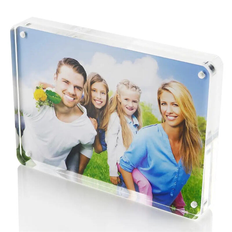 Acrylic 5x7 Waterproof Picture Frame with Magnetic acrylic Photo Block frame for Decoration