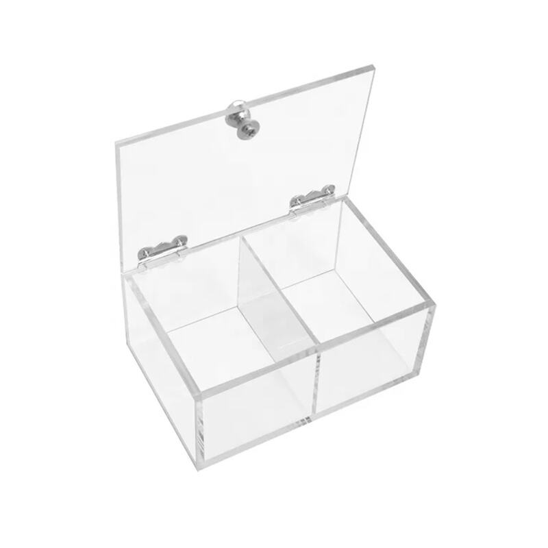 Acrylic Cotton Swabs Box Dustproof,Waterproof,Clear Acrylic 2 Compartment Cotton Pad Container