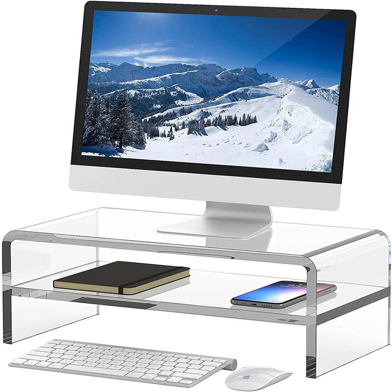 Double layer acrylic glass PMMA transparent bracket desktop acrylic computer display riser