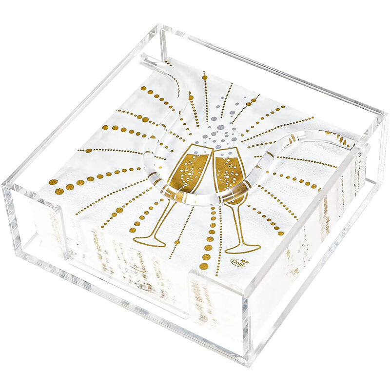 Customized  Acrylic Clear Napkin Tray Acrylic Square Napkin Holder