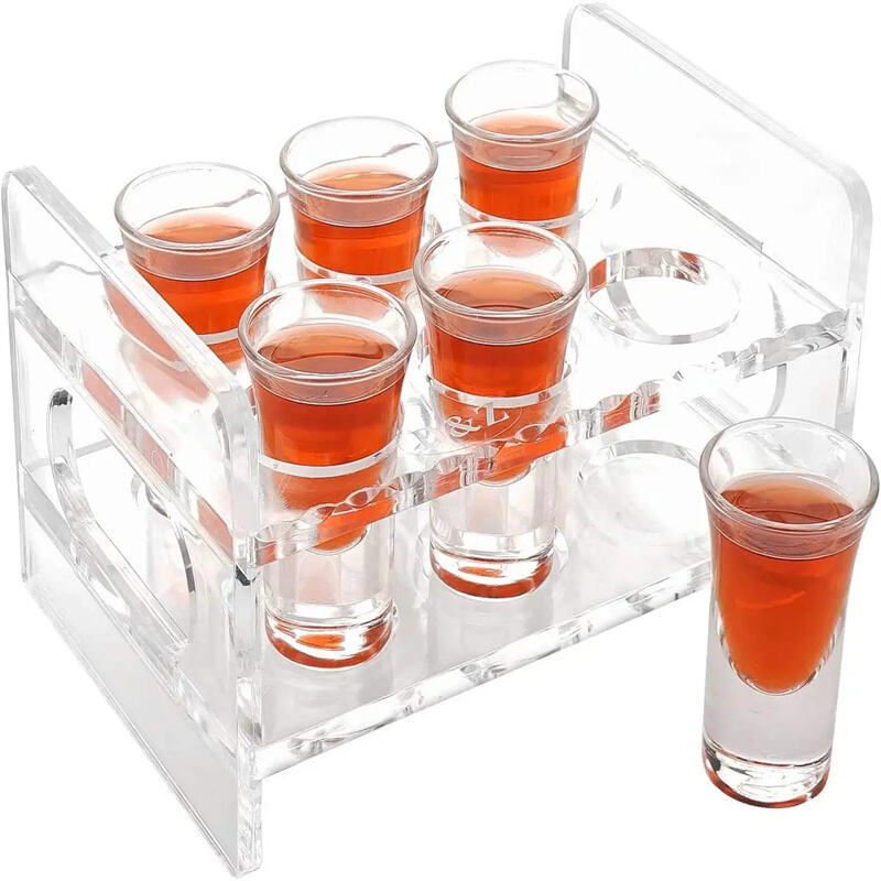 Customized  Acrylic Shot Glass Stand Rack Acrylic Serving Tray