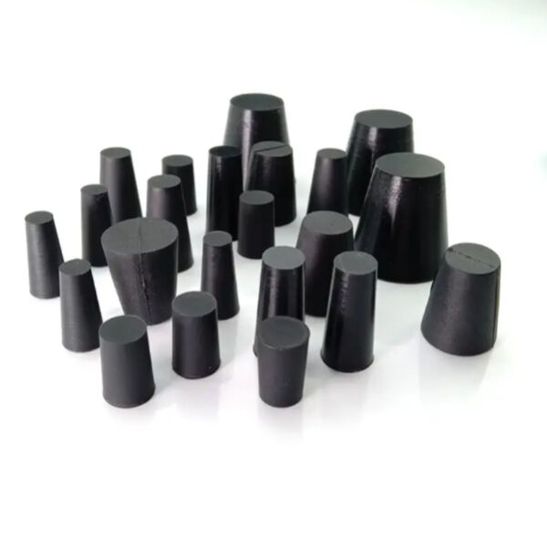 Chemical-resistant rubber bungs for laboratory use