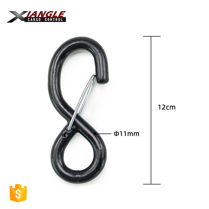 Heavy duty 1.5'' adjustable s hooks metal black 1500kgs cargo s hook with keeper details