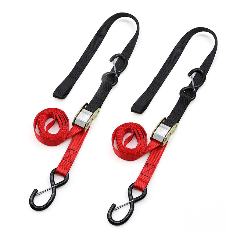 2 Pack 1 Inch Transportation Motorcycles Cam Buckle Tie Down Strap with Keeper S Hook manufacture