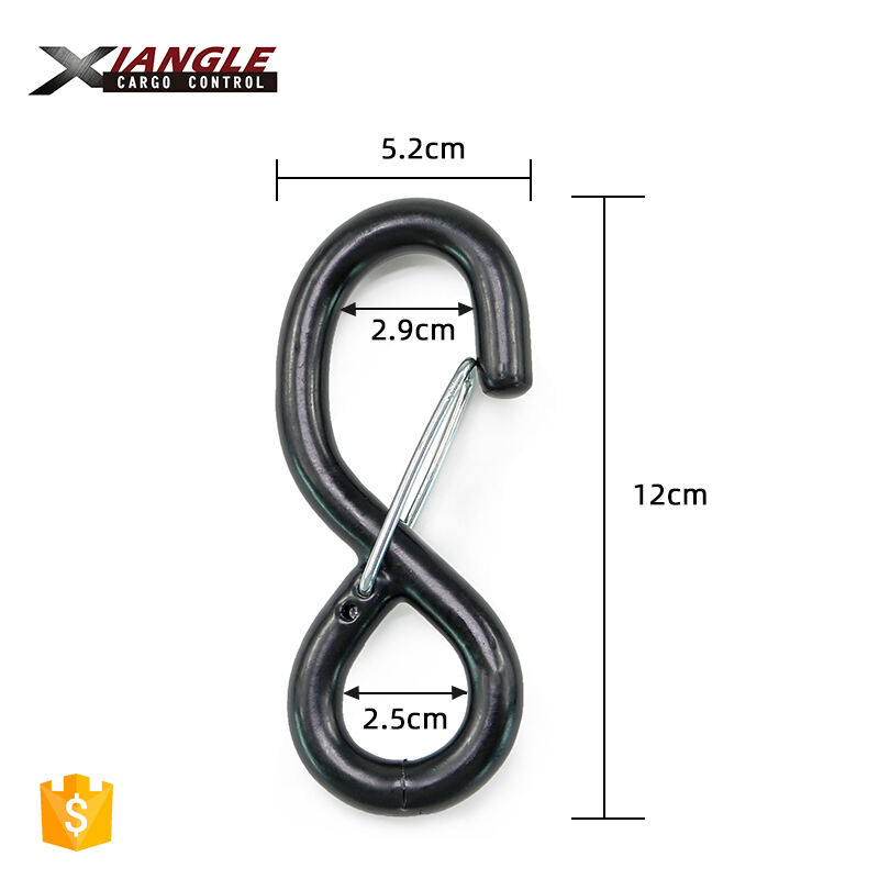 Heavy duty 1.5'' adjustable s hooks metal black 1500kgs cargo s hook with keeper supplier