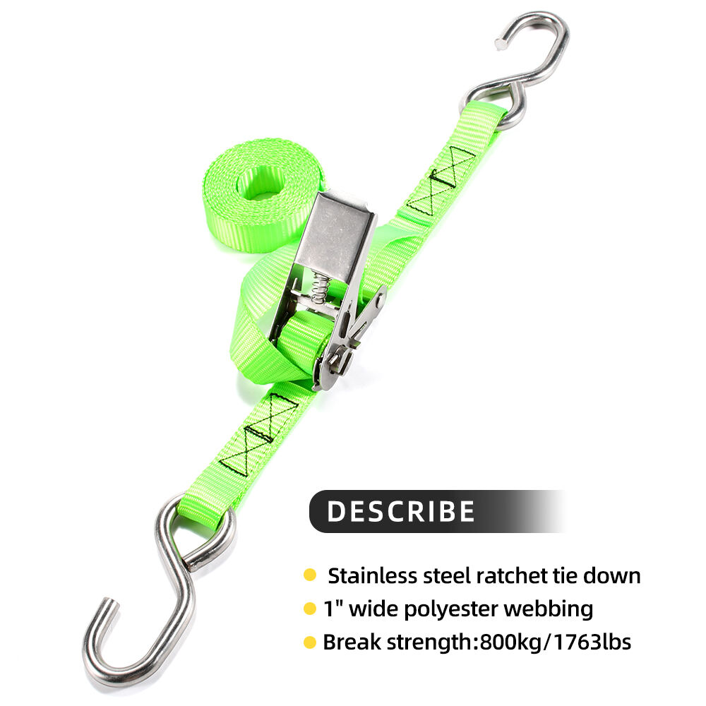 1 inch tie down ratchet strap lashing heavy duty stainless steel with hooks manufacture