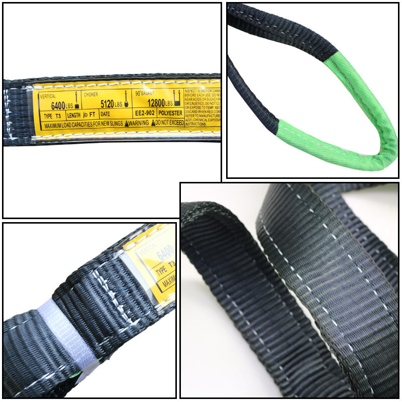 High Safety 1:6 Polyester Webbing Sling Lifting Belt 2 Inch Width 6' 8' 12' Length Web Slings details