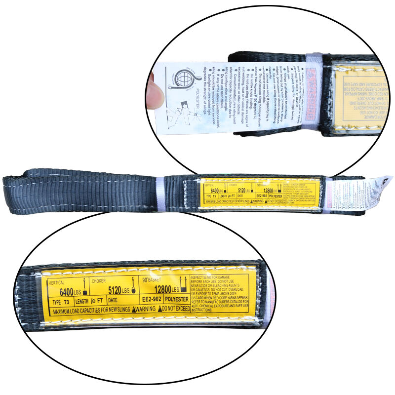 High Safety 1:6 Polyester Webbing Sling Lifting Belt 2 Inch Width 6' 8' 12' Length Web Slings manufacture