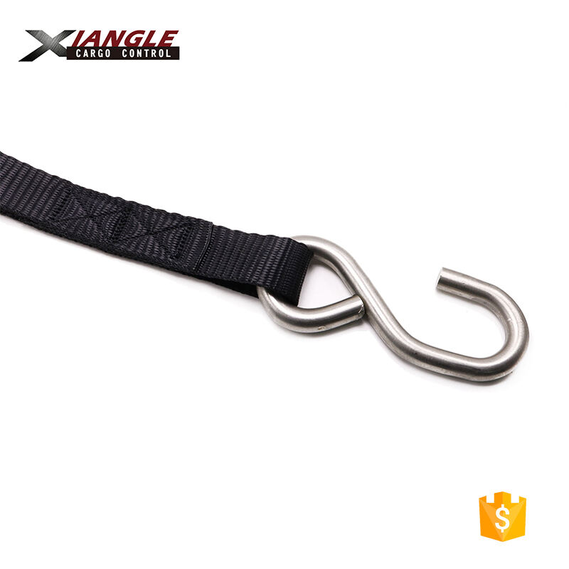 1 inch heavy duty 2.5cm motorcycle S hook tie down 304 stainless steel cargo lashing ratchet straps for car transportation supplier