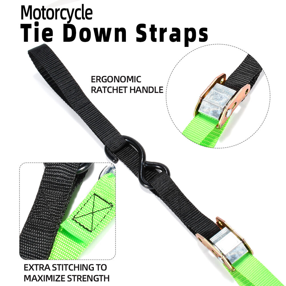 2pk 1 inch motorcycle tie down strap with carabiner hook factory