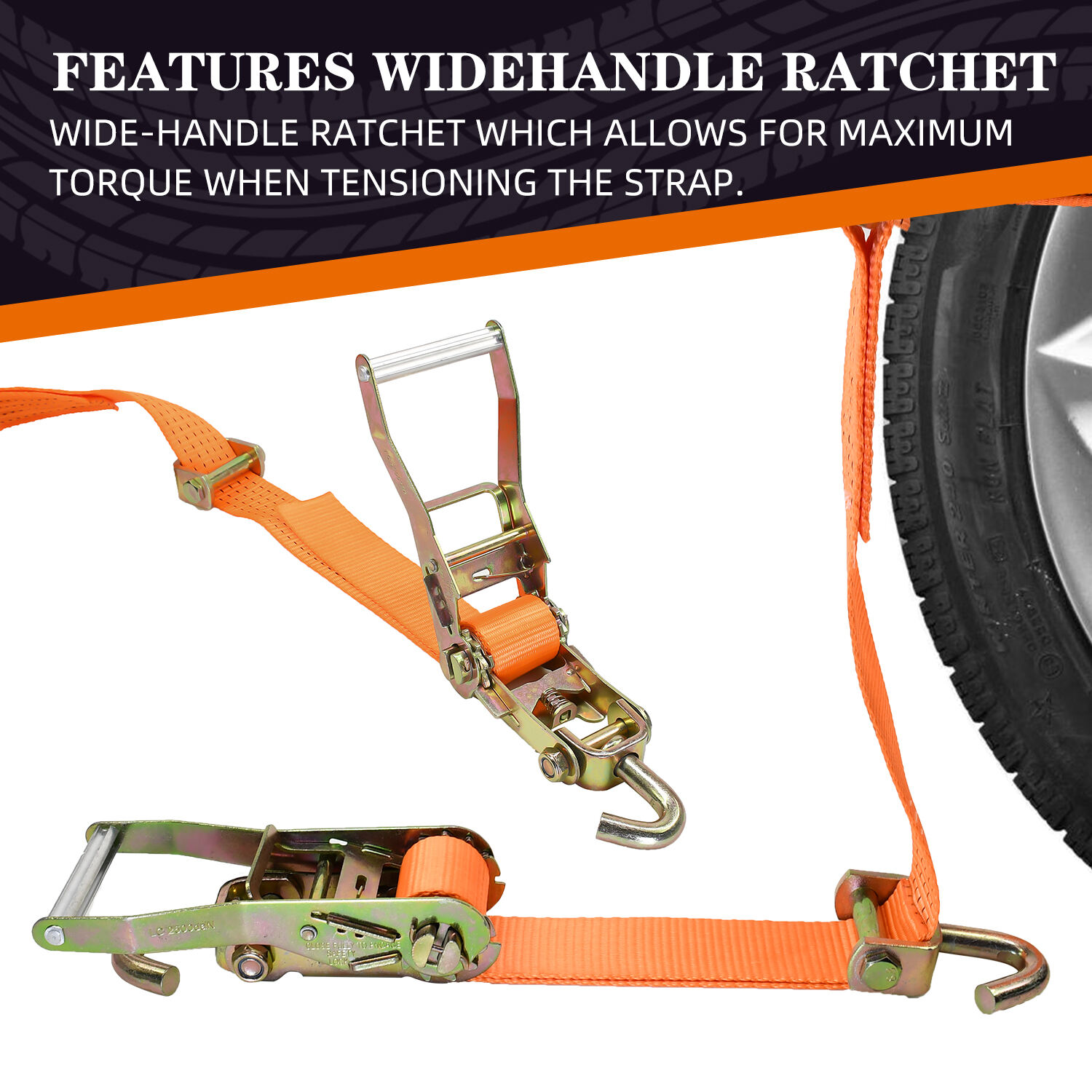 2 Inch 10000Lbs Wheel Tie Down Straps Atv Motorcycle Truck Car Tire Strap supplier