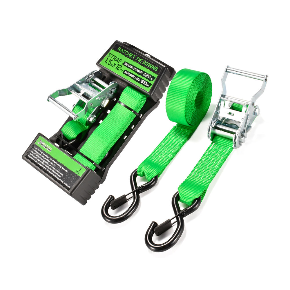 38mm 1500kg heavy duty zinc ratchet strap with double s hook webbing straps factory