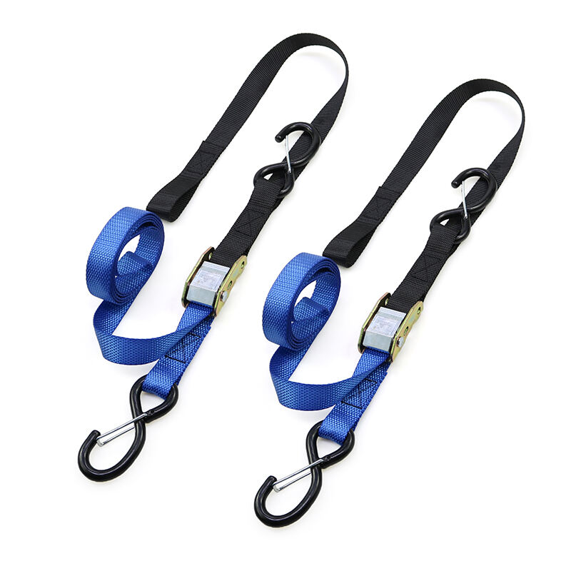 2 Pack 1 Inch Transportation Motorcycles Cam Buckle Tie Down Strap with Keeper S Hook supplier