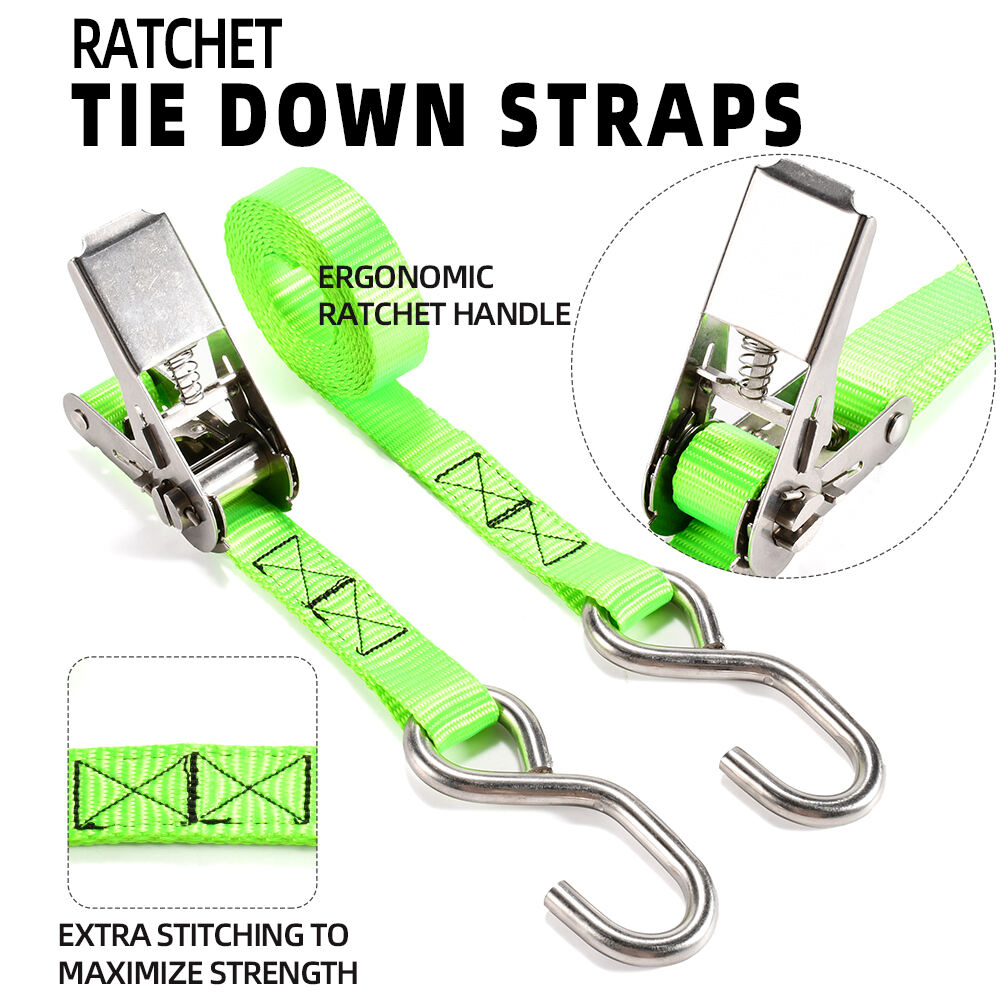 1 inch tie down ratchet strap lashing heavy duty stainless steel with hooks details