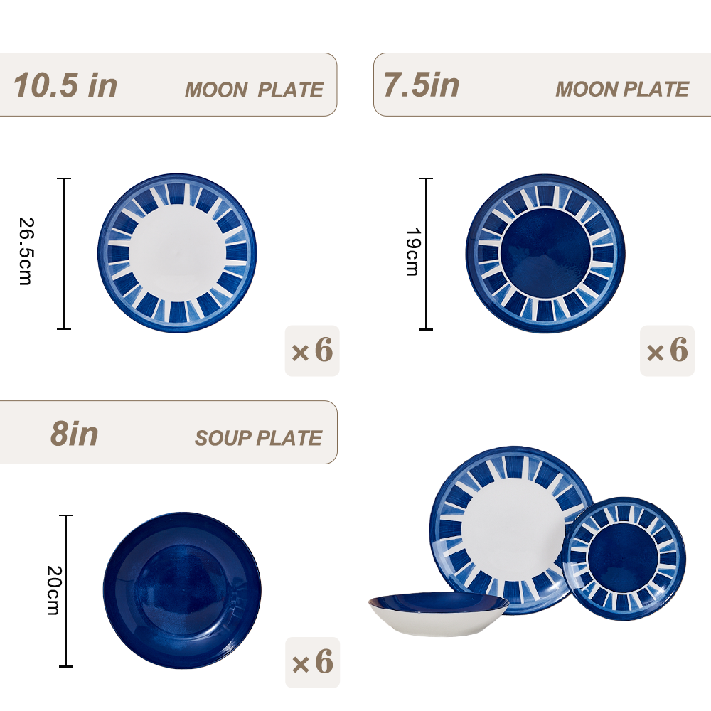Blue Porcelain Plate Set Customizable Microwave/Oven Safe Minimalist Design Sustainable for Family Gatherings Hotels Restaurants supplier