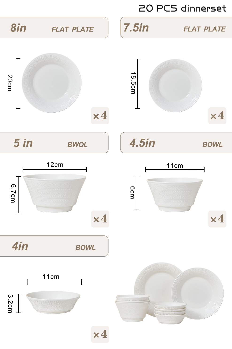 High-end Nordic-style Ceramic Tableware Set Embossed Patterns Dishwasher Safe Sustainable Customizable Restaurant Dinnerware for manufacture