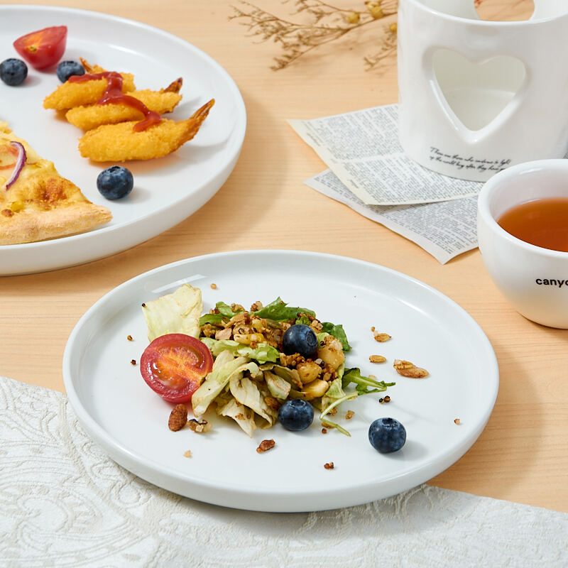 Wholesale Modern Ceramic Flat Plates Single Piece Customizable Size Dishwasher Microwave Safe Elegant Design for Restaurants factory