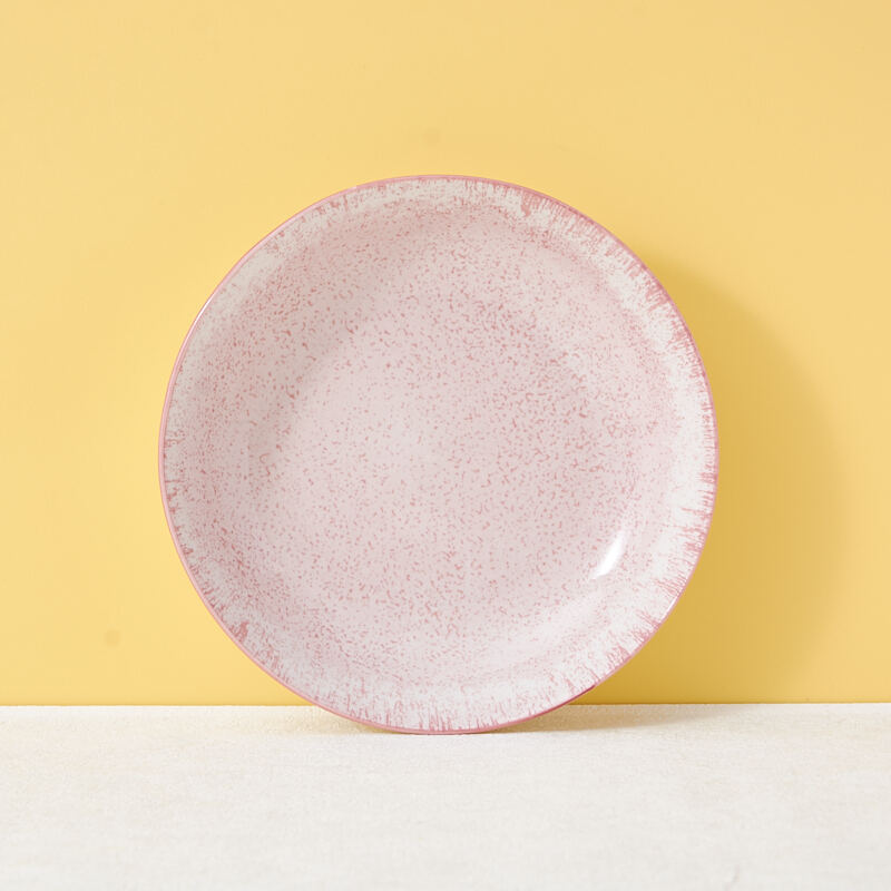 18-Piece Custom Packaged Pink Reactive Glazed Ceramic Dinnerware Set Full Collection Stone Ware Tableware Sample Available manufacture
