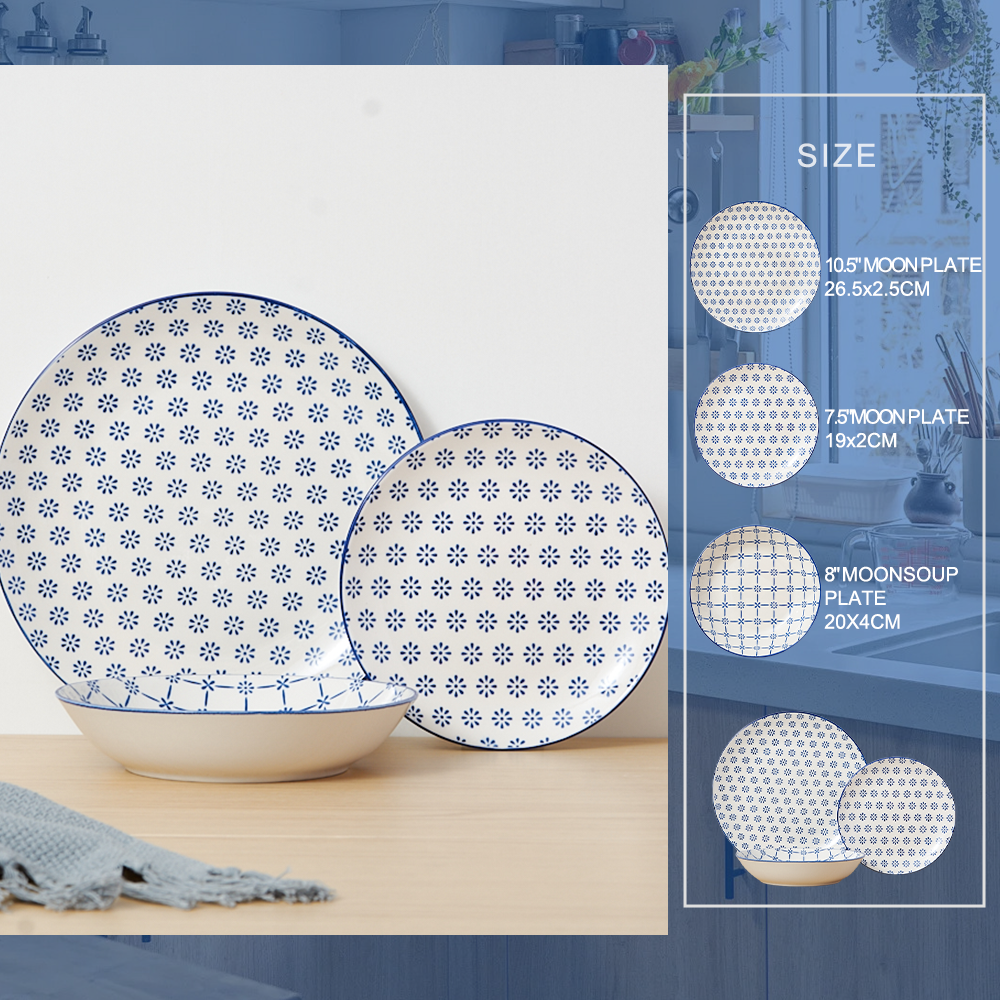 Wholesale Linyi Customisable White Porcelain Dinnerware Sets Printed Patterns Plates for Home Dining Tables factory