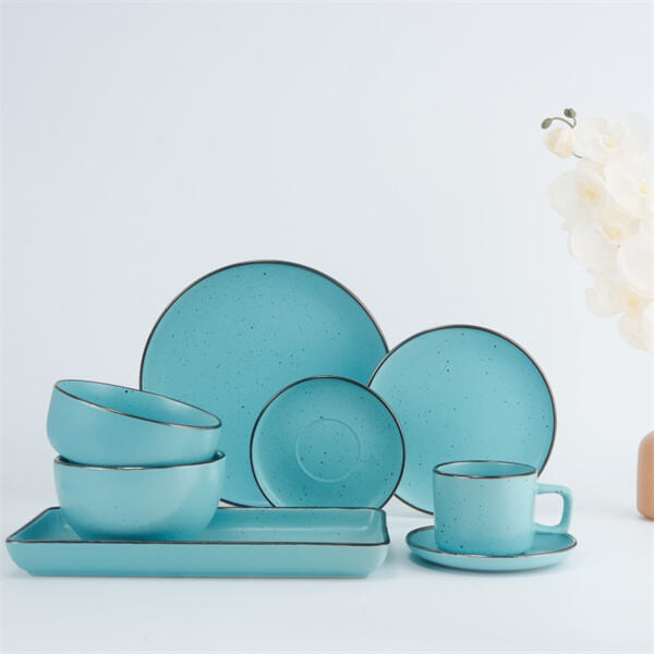 Upgrade your kitchen decor with a chic blue ceramic dinner se