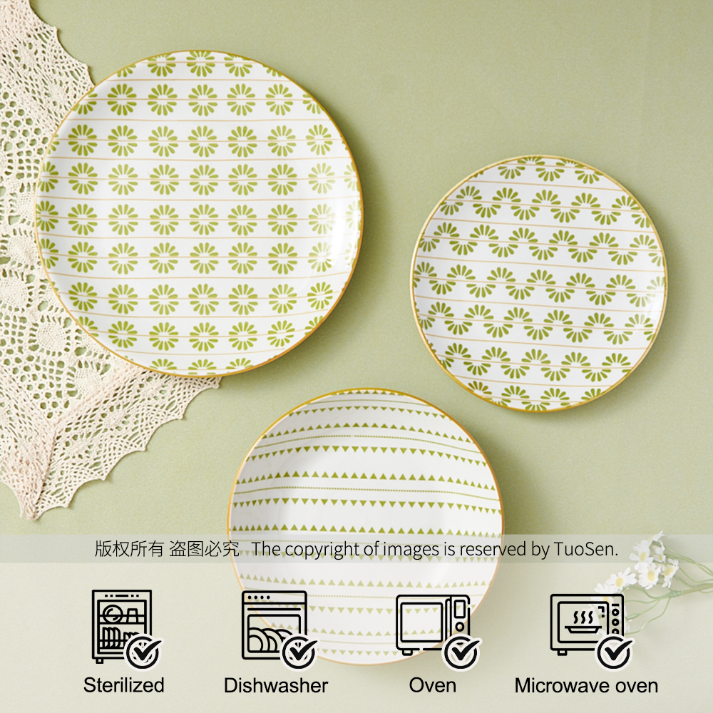 18-Piece Green Ceramic Tableware Set Fresh and for Restaurants and Hotels Dinnerware for Wholesale manufacture