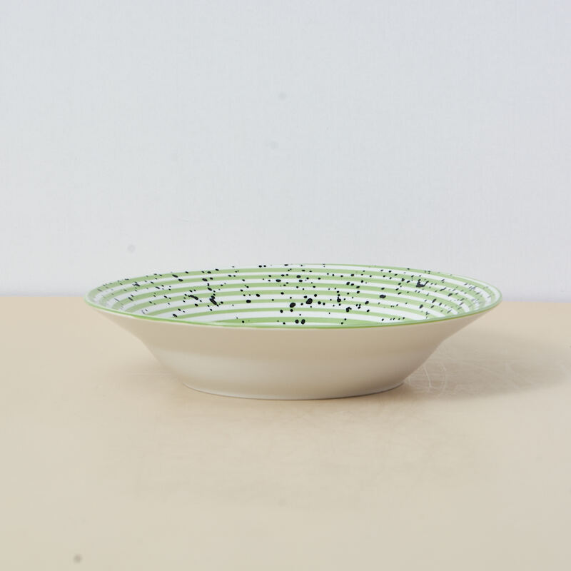 18-Piece Luxury Stoneware Dinner Set Green Black Sesame Microwave-Printed Daily Household Ceramic Plates Premium Ceramic Plates details