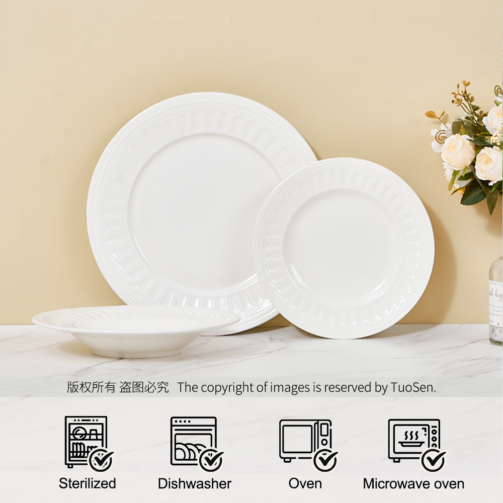 Customizable Quantity Color White Ceramic Tableware Set Minimalist Design Dishwasher Safe High Quality Porcelain for High-End factory