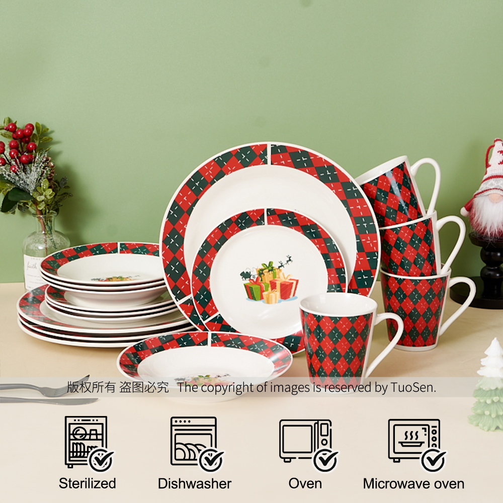 Premium Ceramic Dinnerware Set Christmas Tableware Trendy Modern Design Perfect As a Gift for Home Chefs & Restaurants supplier