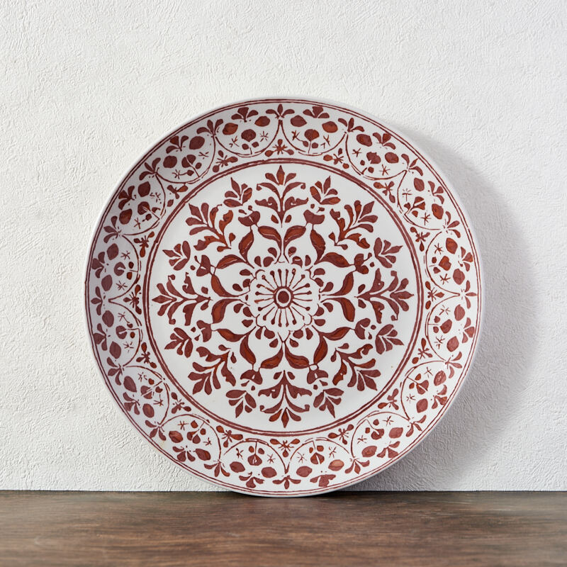 Modern Bohemian-Style Ceramic Dinnerware Set Dinner Plate Eco-Friendly Red Printed Porcelain Cup Kit for Home Hotels Restaurants supplier