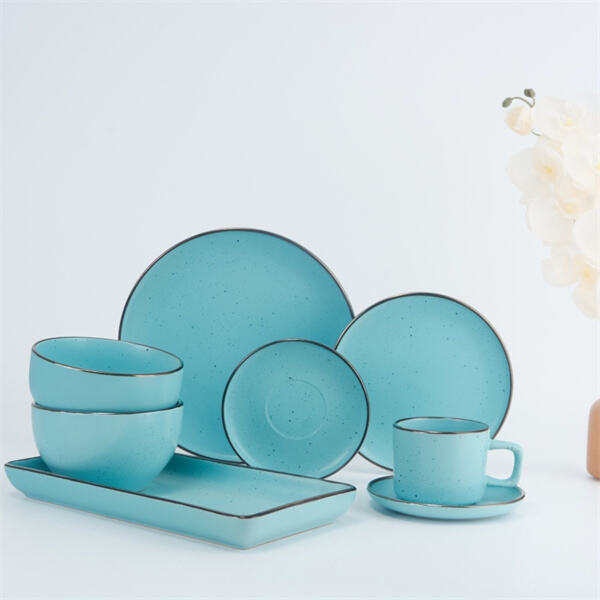 Dine in style with a timeless and elegant blue ceramic dinner se