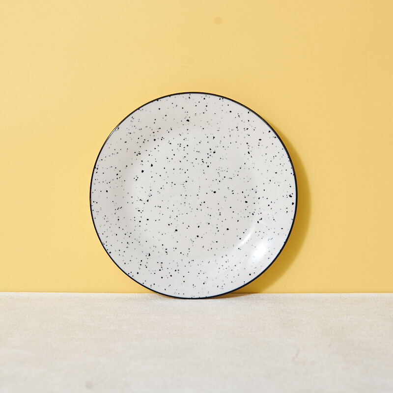 Luxury Europe Style White Glazed Porcelain Tableware Sesame Dot Print Daily Household Ceramic Dinnerware Sets for Home Use manufacture