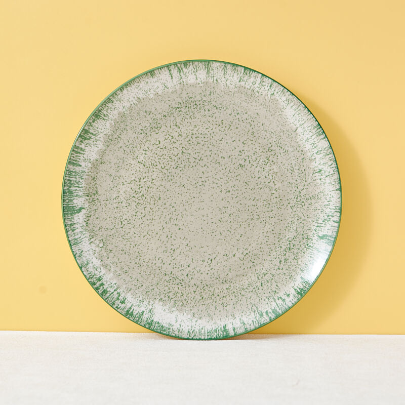 Green and White Vintage Nordic Ceramic Dinnerware Set with Fruit Plate Sublimation Dishware Featuring Coloured Trim supplier