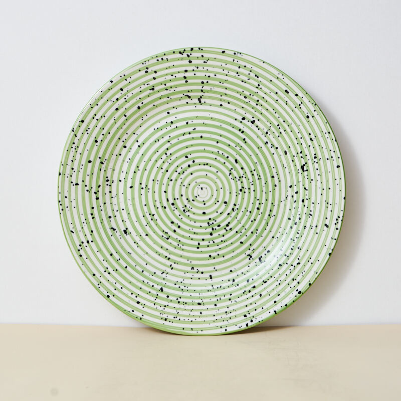 18-Piece Luxury Stoneware Dinner Set Green Black Sesame Microwave-Printed Daily Household Ceramic Plates Premium Ceramic Plates details