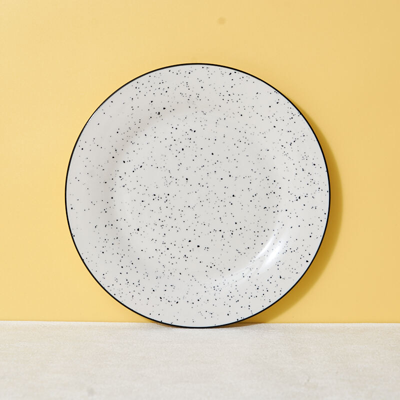 Luxury Europe Style White Glazed Porcelain Tableware Sesame Dot Print Daily Household Ceramic Dinnerware Sets for Home Use manufacture