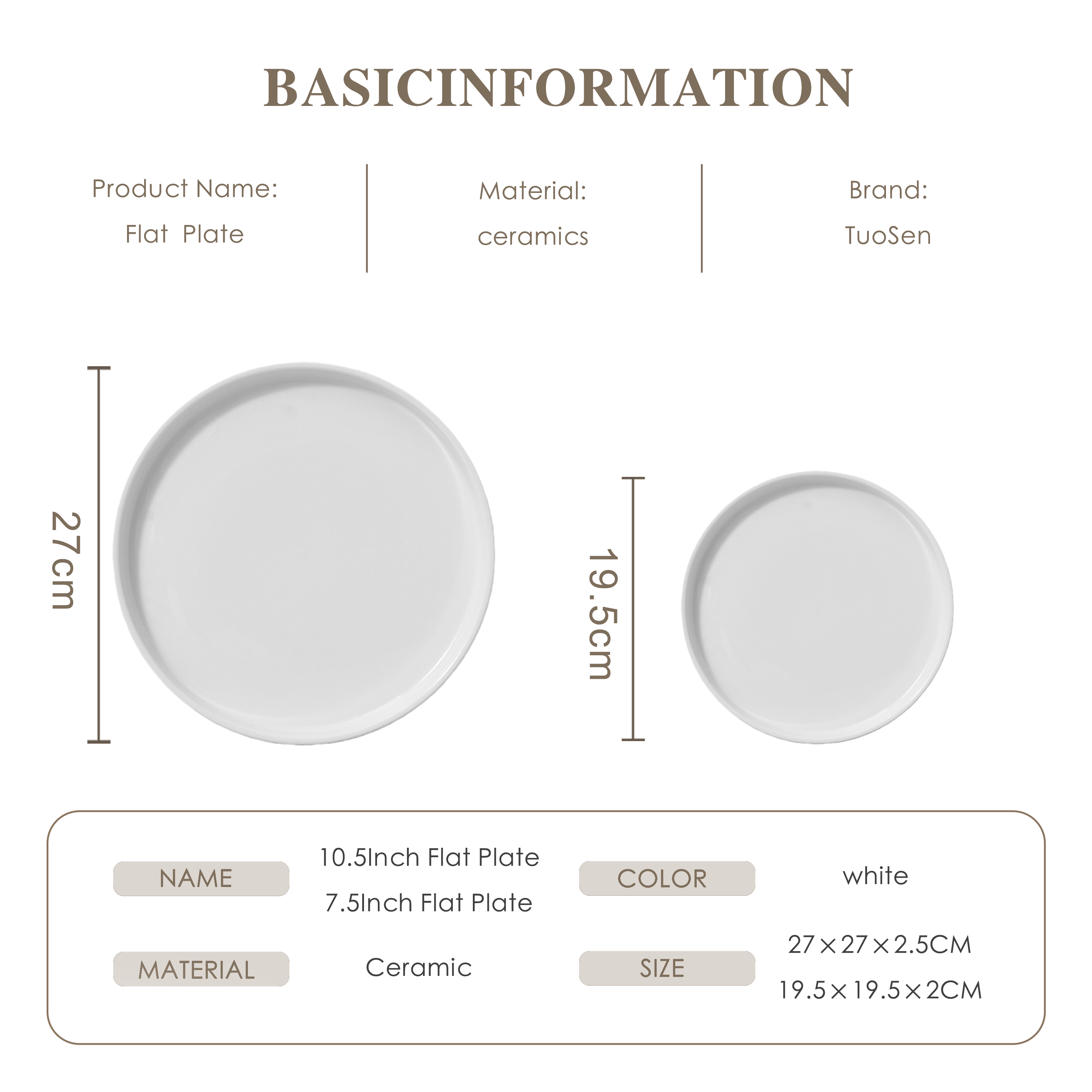 Wholesale Modern Ceramic Flat Plates Single Piece Customizable Size Dishwasher Microwave Safe Elegant Design for Restaurants manufacture