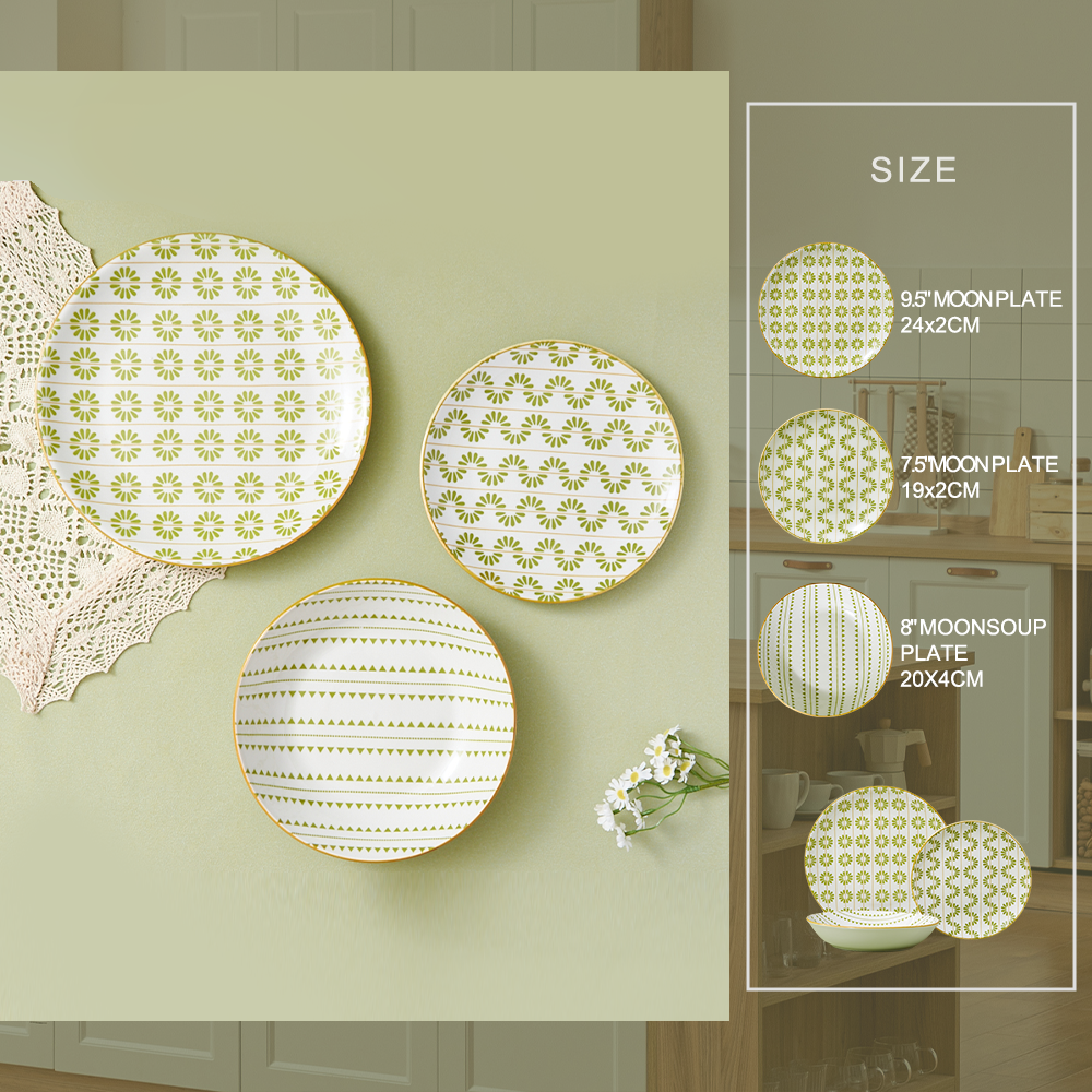 18-Piece Green Ceramic Tableware Set Fresh and for Restaurants and Hotels Dinnerware for Wholesale supplier