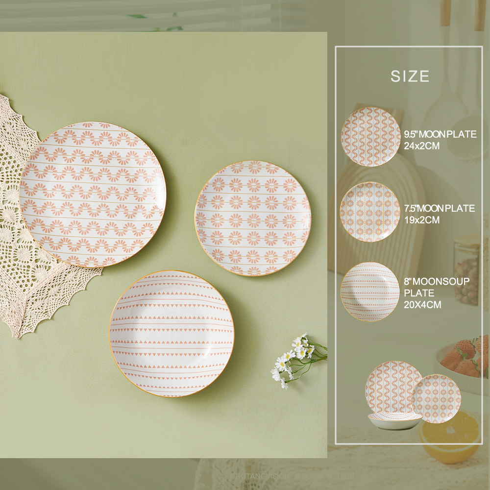 Eco-Friendly Simple Style Ceramic Porcelain Dinnerware Set Dishwasher Safe Tableware for Home Hotel Durable Food Serving Plates details