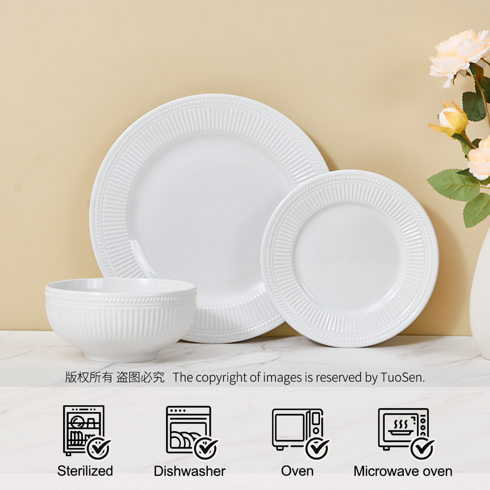 Wholesale Luxury Classic Ceramic Dinnerware Sets Customizable Plates & Bowls Dishwasher Safe Sustainable for Families & Hotels factory