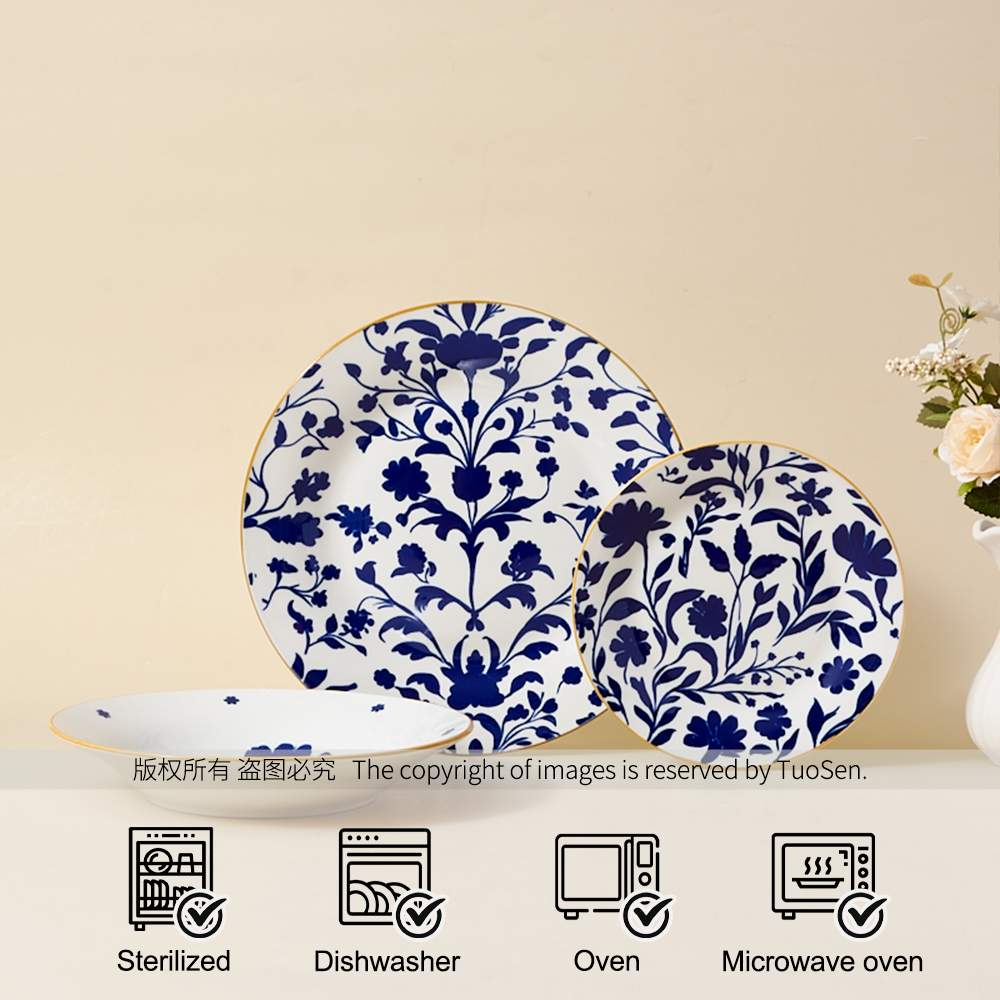 Simple Style Ceramic Tableware Set Embroidered Series Suitable for Households Hotels and Campsites - Wholesale Sales supplier