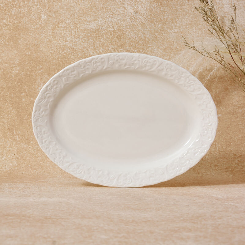 Modern Eco-Friendly Customized White Porcelain Tableware Classic Embossed Ceramic Coffee Cup Dinnerware Sets for Home Hotel details